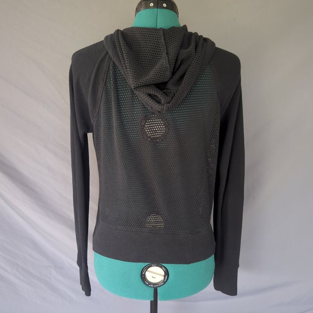 SO Women's Medium Black Mesh Back Zip Hoodie Athleisure Balletcore Tenniscore